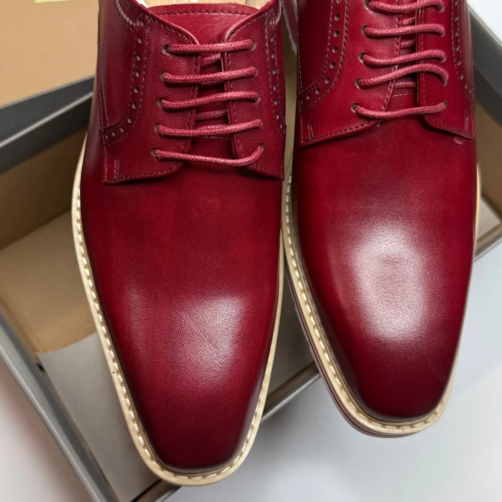 Stacy Adams Men's Barringer Plain Toe Oxford- Size 8- Red